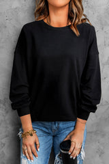 Dropped Shoulder Round Neck Sweatshirt - Minihomy