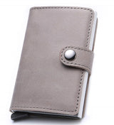 Anti-theft Aluminum Alloy Card Box Retro Style Horse Leather Wallet Card Holder - Minihomy