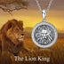 Lion Head Skull Pendant Chain Necklace Sterling Silver Double-Sided Jewelry