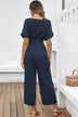 Tie-Waist Surplice Wide Leg Jumpsuit - Minihomy