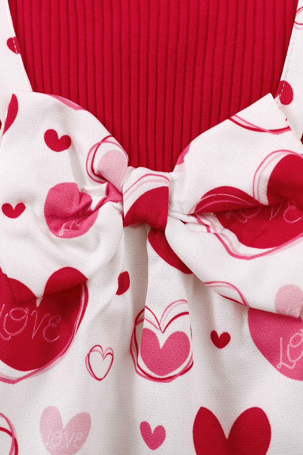 Girls Heart Print Bow Detail Sweater and Flare Pants Set - Minihomy