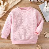 Girls Textured Long Sleeve Round Neck Sweatshirt