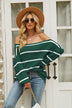 Striped Rib-Knit Off-Shoulder Sweater - Minihomy