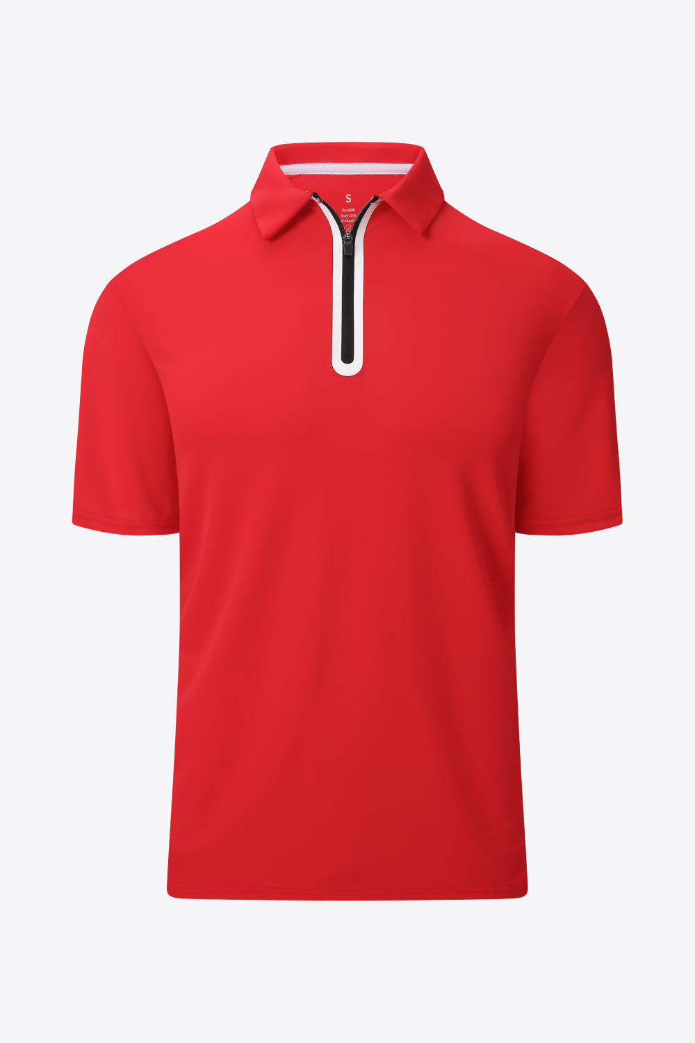 Contrast Short Sleeve Zip Polo Shirt - Minihomy