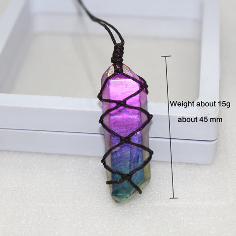 White Crystal Single Crystal Electroplating Double Color Net Pocket Necklace