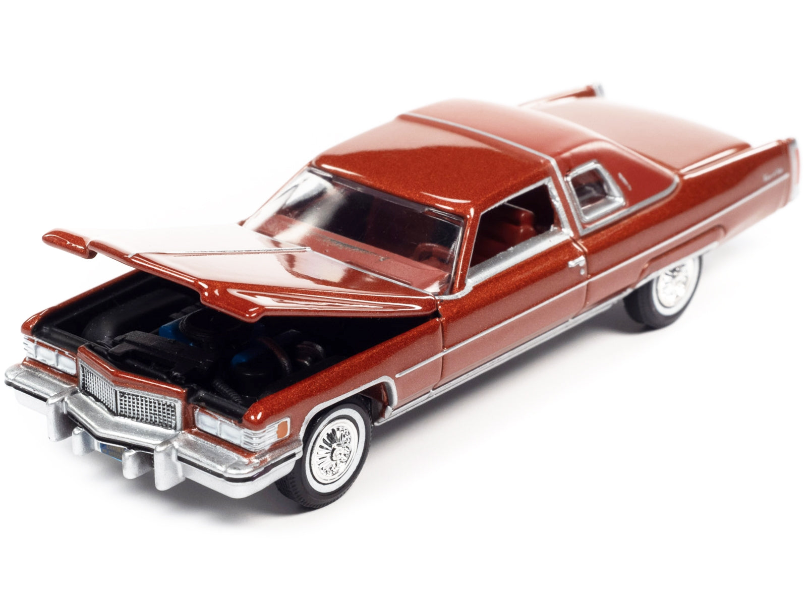 1975 Cadillac Coupe DeVille Firethorn Red Metallic with Firethorn Red Vinyl Top "Luxury Cruisers" Limited Edition 1/64 Diecast Model Car by Auto World - Minihomy