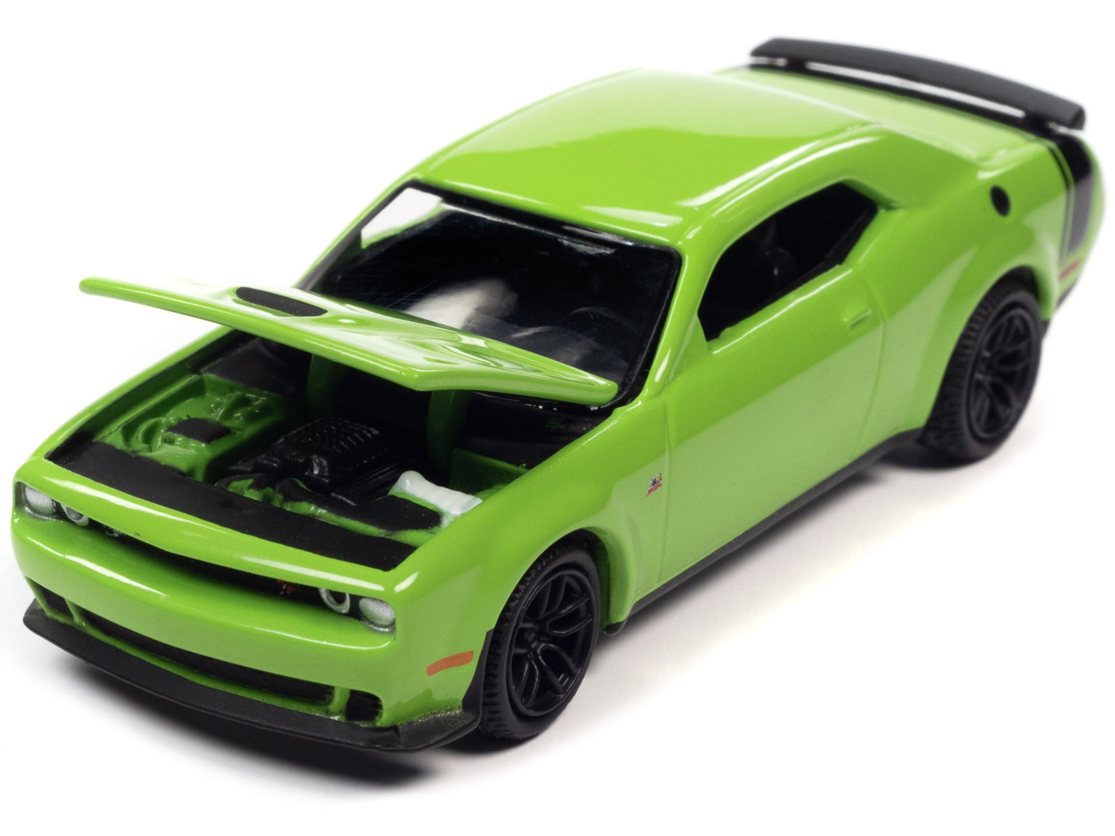 2019 Dodge Challenger R/T Scat Pack Sublime Green with Black Tail Stripe "Modern Muscle" Limited Edition 1/64 Diecast Model Car by Auto World - Minihomy