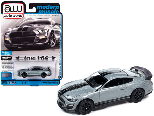 2021 Shelby GT500 Carbon Fiber Track Pack Iconic Silver Metallic with Black Stripes 
