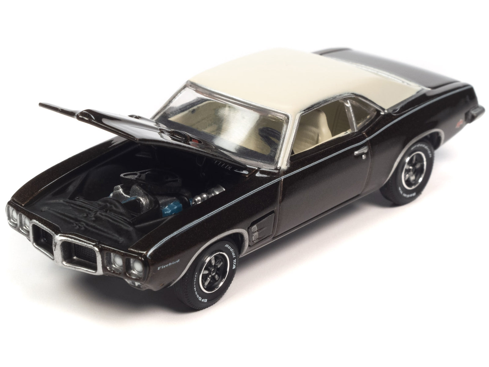 1969 Pontiac Firebird Espresso Brown Metallic with White Top "Vintage Muscle" Limited Edition 1/64 Diecast Model Car by Auto World - Minihomy