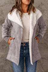 Faux Suede Sherpa Lining Jacket with Pockets