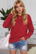 Round Neck Raglan Sleeve Exposed Seam Sweatshirt - Minihomy