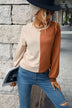 Two-Tone Round Neck Raglan Sleeve Sweatshirt - Minihomy