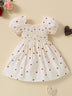 Baby Girl Heart Print Square Neck Dress - Minihomy