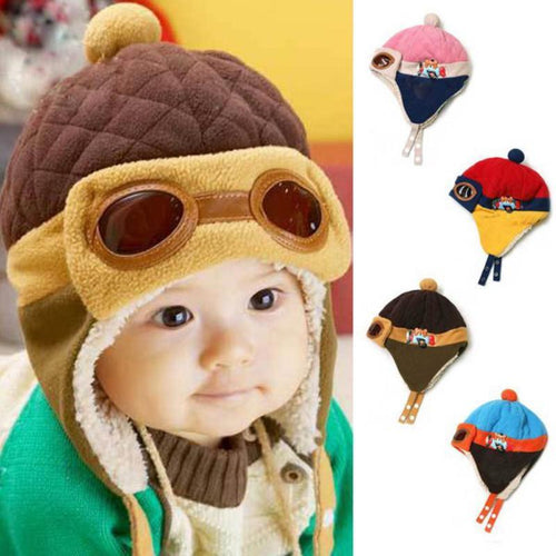 Cool Baby Hats Boys Girls Pilot Aviator Hat Winter Cotton Warm Ear Cap