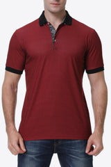 Printed Quarter-Button Short Sleeve Polo Shirt