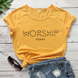 Worship Casual Cotton Christian T-Shirt Faith Shirt Women