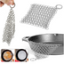 Silver Stainless Steel Cast Iron Cleaner Chainmail Scrubber Home Cookware Clean For Skillets Grill Pans - Minihomy