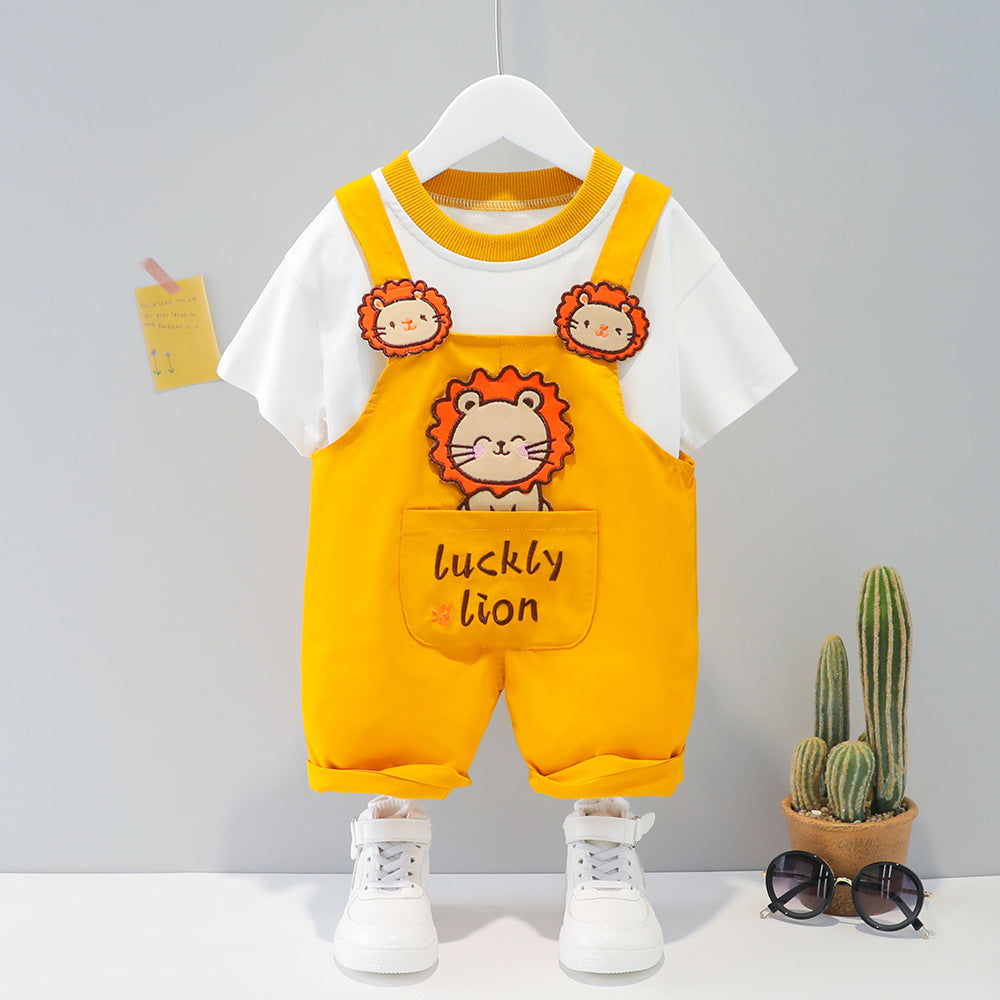 Children's Clothing Baby Summer Cartoon Short-sleeved Overalls