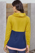 Color Block Raglan Sleeve Drawstring Sweatshirt - Minihomy