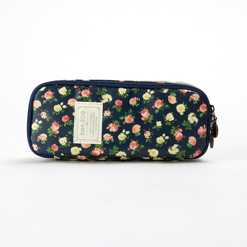 Pastoral Floral Simple Multifunctional Student Stationery Pen Storage Bag - Minihomy