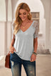 Side Lace V Neck T-Shirt - Minihomy