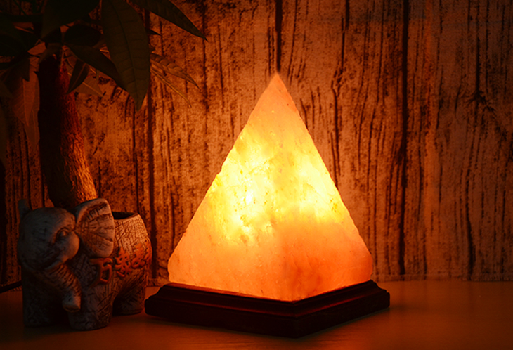 Wooden Base Himalayan Crystal Rock Salt Lamp Air Purifier Night Light