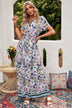 Floral Buttoned  Short Sleeve Maxi Dress - Minihomy