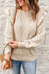 Ruffle Shoulder Cable-Knit Sweater - Minihomy