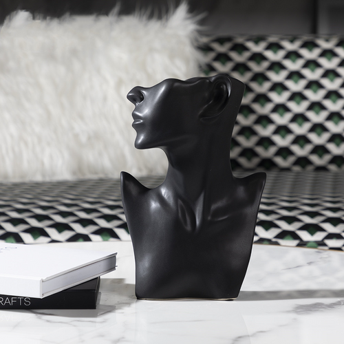 Black Lady's Head Figurine Sculpture Art Home Accessories