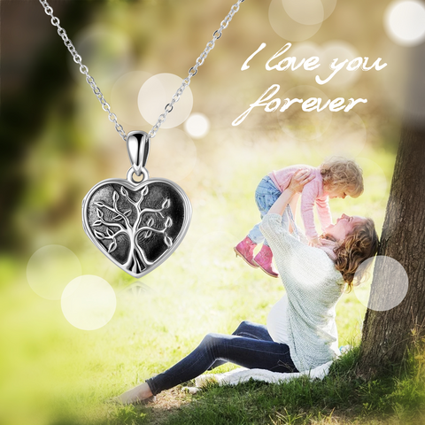 Tree of Life Necklaces Heart Shaped  photo Pendant Family Locket Necklaces that Hold Pictures  Engraved  I Love You Forever
