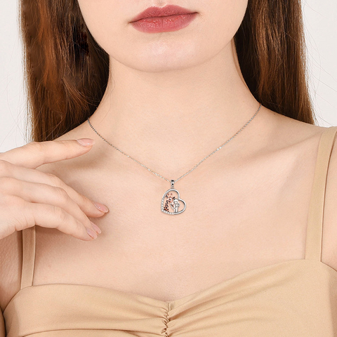 Sterling Silver Girl with Giraffe Necklace Jewellery