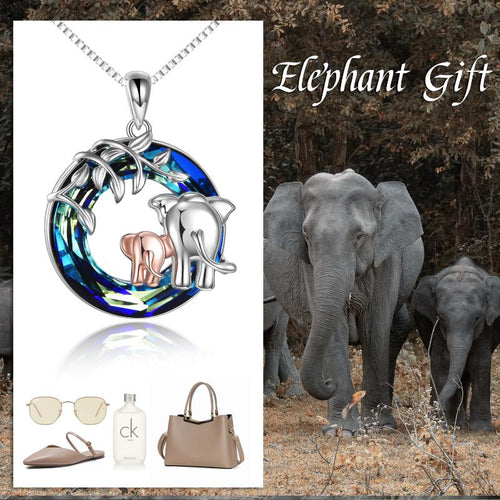Elephant Necklace Mothers Day Gifts for Mom from Daughter Sterling Silver Mother Daughter Pendant with Blue Crystal for Women Daughter Wife