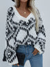 Geometric Print Chunky Knit Sweater - Minihomy