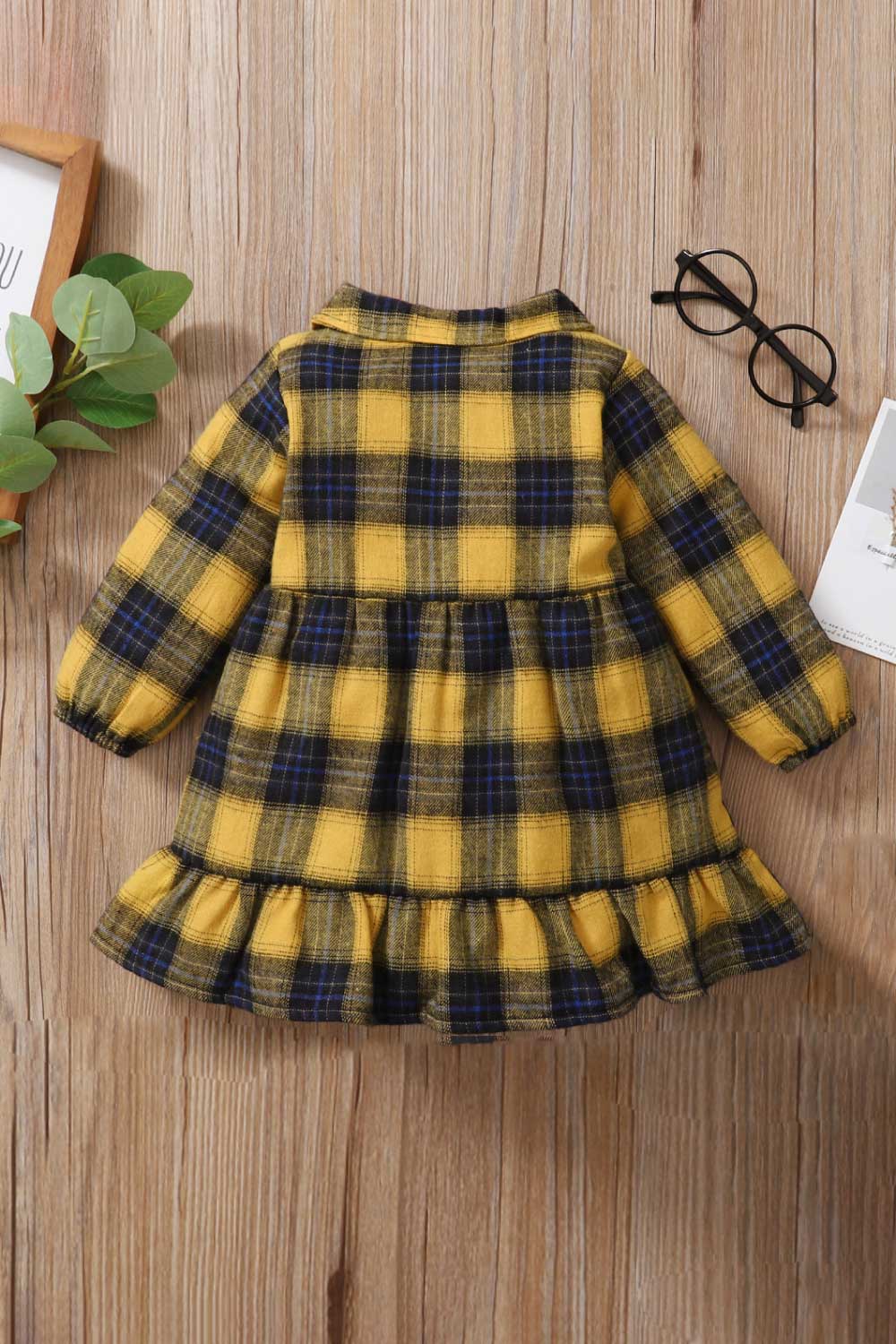 Girls Plaid Ruffled Shirt Dress - Minihomy