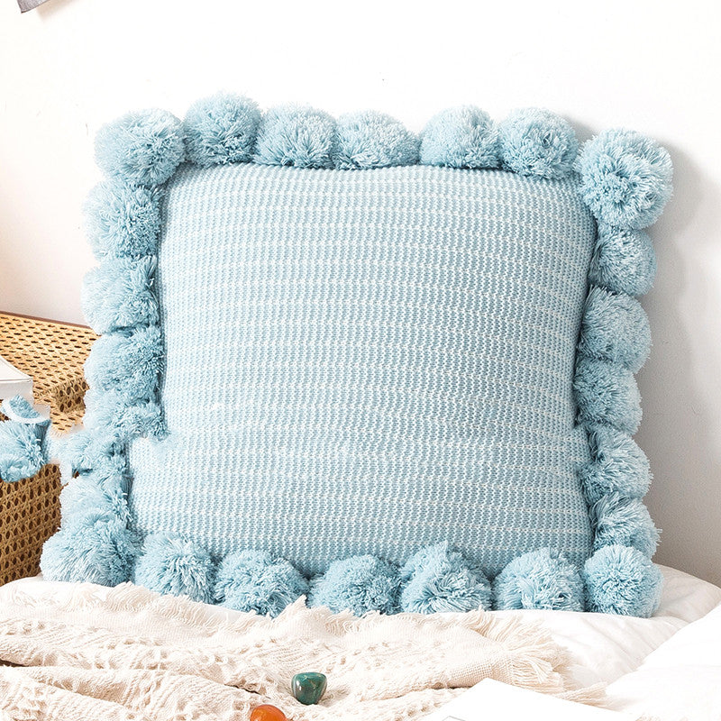 Throw Pillow Bed Sofa Cushion Waist Knitted Pillowcase