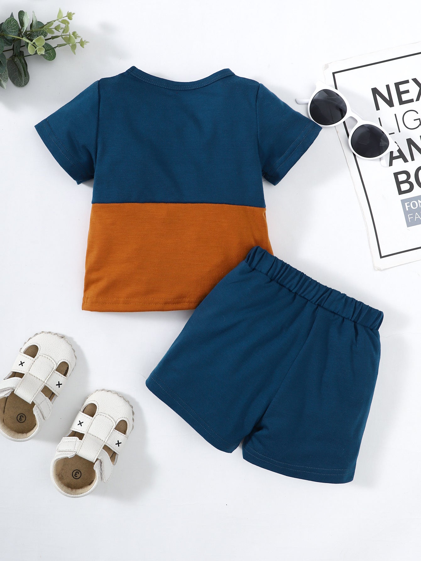 Boys Color Block Tee Shirt and Shorts Set - Minihomy