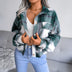 Plaid Button Cuff Long Sleeve Jacket