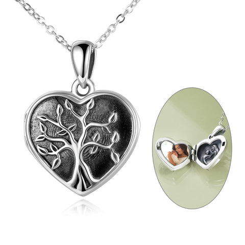 Tree of Life Necklaces Heart Shaped  photo Pendant Family Locket Necklaces that Hold Pictures  Engraved  I Love You Forever