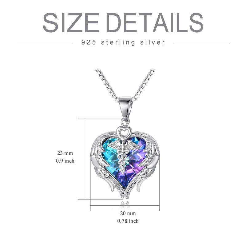Nurse Gifts for Women 925 Sterling Silver Nurse Necklace with Caduceus Angel Wing Heart Charm