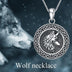 Wolf Necklace Sterling Silver Irish Vintage Celtics Knot Medallion Wolf Head Pendant Necklace Jewelry Gift