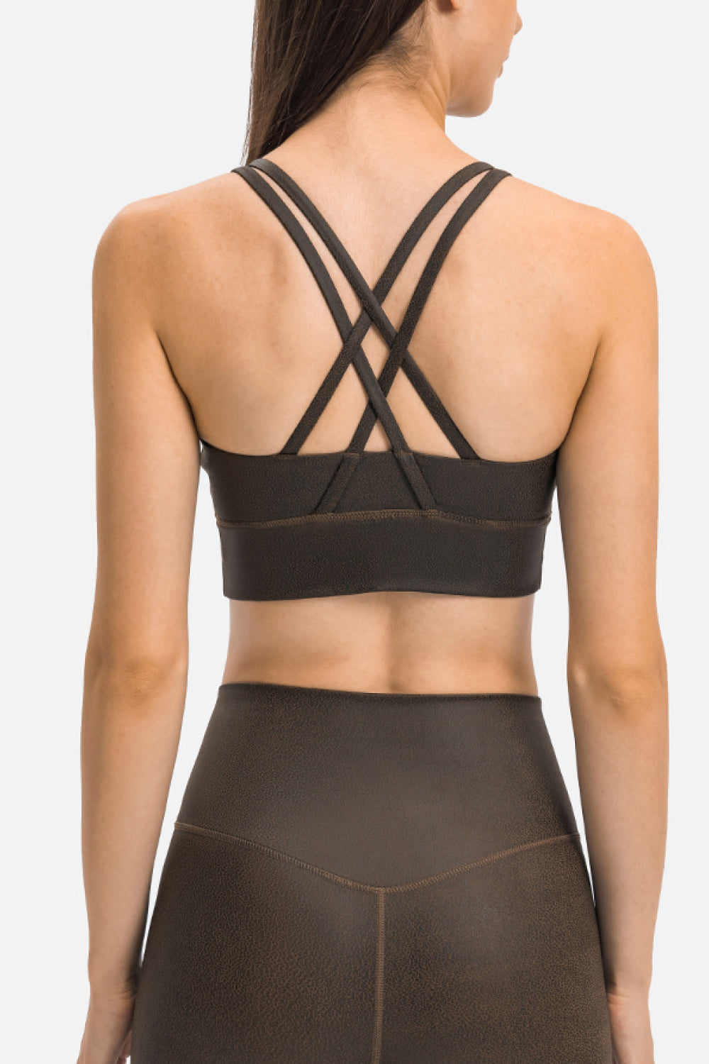 Crisscross Strappy Back Sports Bra - Minihomy