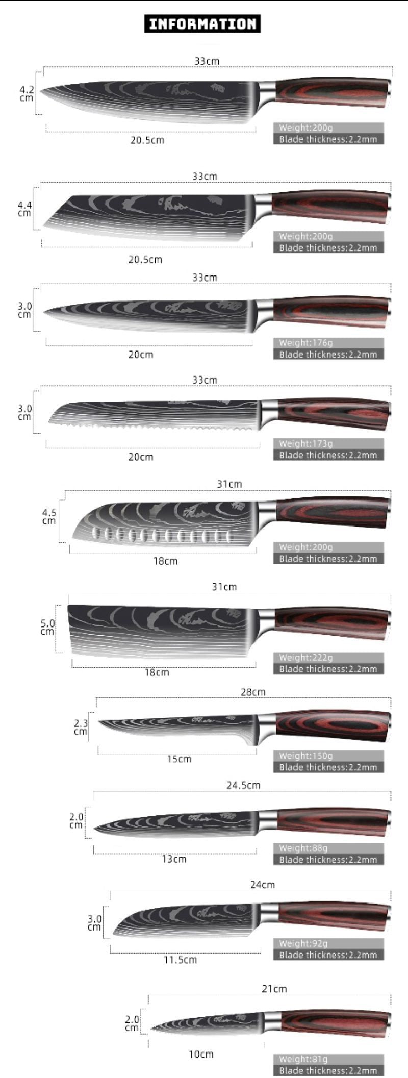 Chef  Kitchen Knives Cleaver Slicing Knives - Minihomy