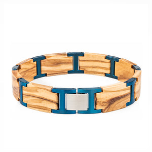 Stainless Steel Inlaid Wood Vintage Bracelet
