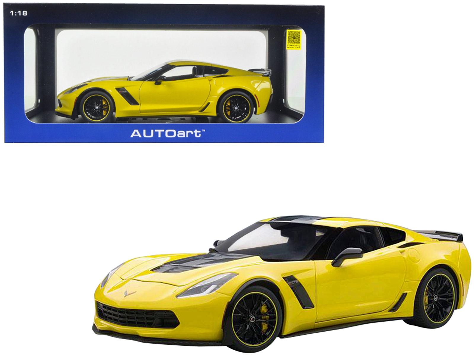 2016 Chevrolet Corvette C7 Z06 C7R Edition Corvette Racing Yellow 1/18 Model Car by Autoart - Minihomy