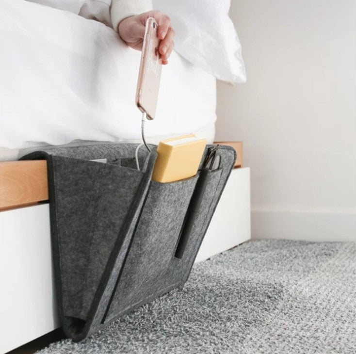Bed Storage Bag with Pocket Felt Bedside Hanger Table Sofa Bedroom Mattress Bedside Anti-slip Organizer Holders