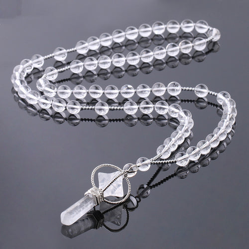 Natural White Crystal Column Natural Stone Necklace