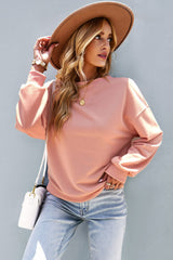 Dropped Shoulder Balloon Sleeve Sweatshirt - Minihomy