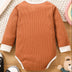 Baby Contrast Trim Waffle-Knit Long Sleeve Bodysuit - Minihomy