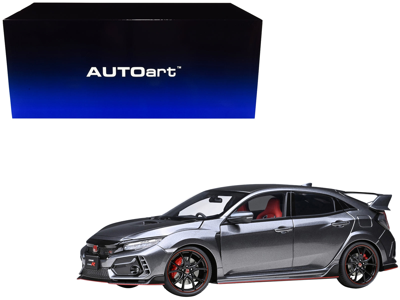 2021 Honda Civic Type R (FK8) RHD (Right Hand Drive) Polished Metal Gray Metallic 1/18 Model Car by Autoart - Minihomy