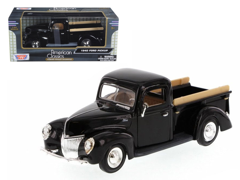 1940 Ford Pickup Truck Black 1/24 Diecast Model Car by Motormax - Minihomy